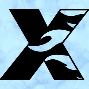 Flame letter X decal