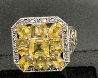 Vintage Art Deco Style Canary Yellow Halo Cocktail