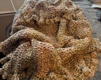 Baby Blanket Brown Tones Soft with Ruffles