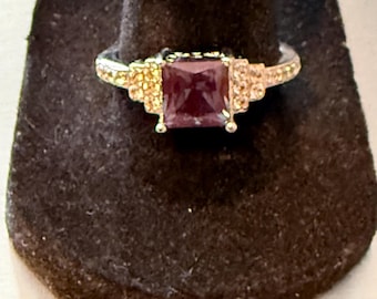 Vintage Romantic Princess Cut Ring, size 8.5
