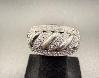 Vintage Inspired CZ Pave Band Ring – Size 10