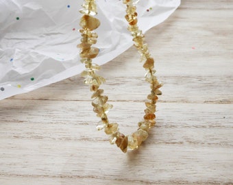 Citrine Necklace, Citrine Choker, Citrine Jewelry, Beaded Necklace, Chip Choker,November Birthstone