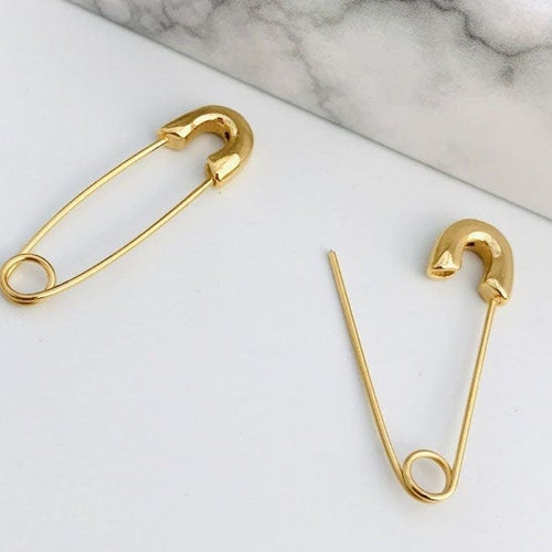 Quirky Safety Pin Threader Earrings 18k Gold Plated Clothing - Etsy