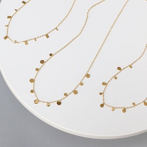 Dainty Dot Charm Necklace, Waterdrop Dangle Necklace, Square Dot Chain Choker 18k Gold Plated