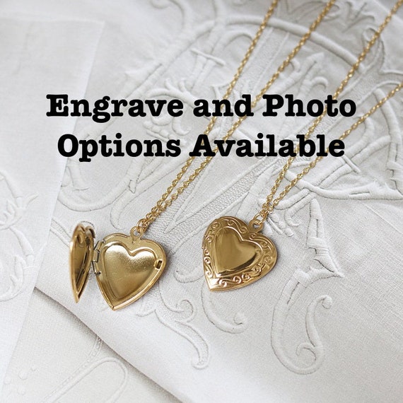 18k Gold Plated Personalized Dainty Heart Locket Necklace Necklace