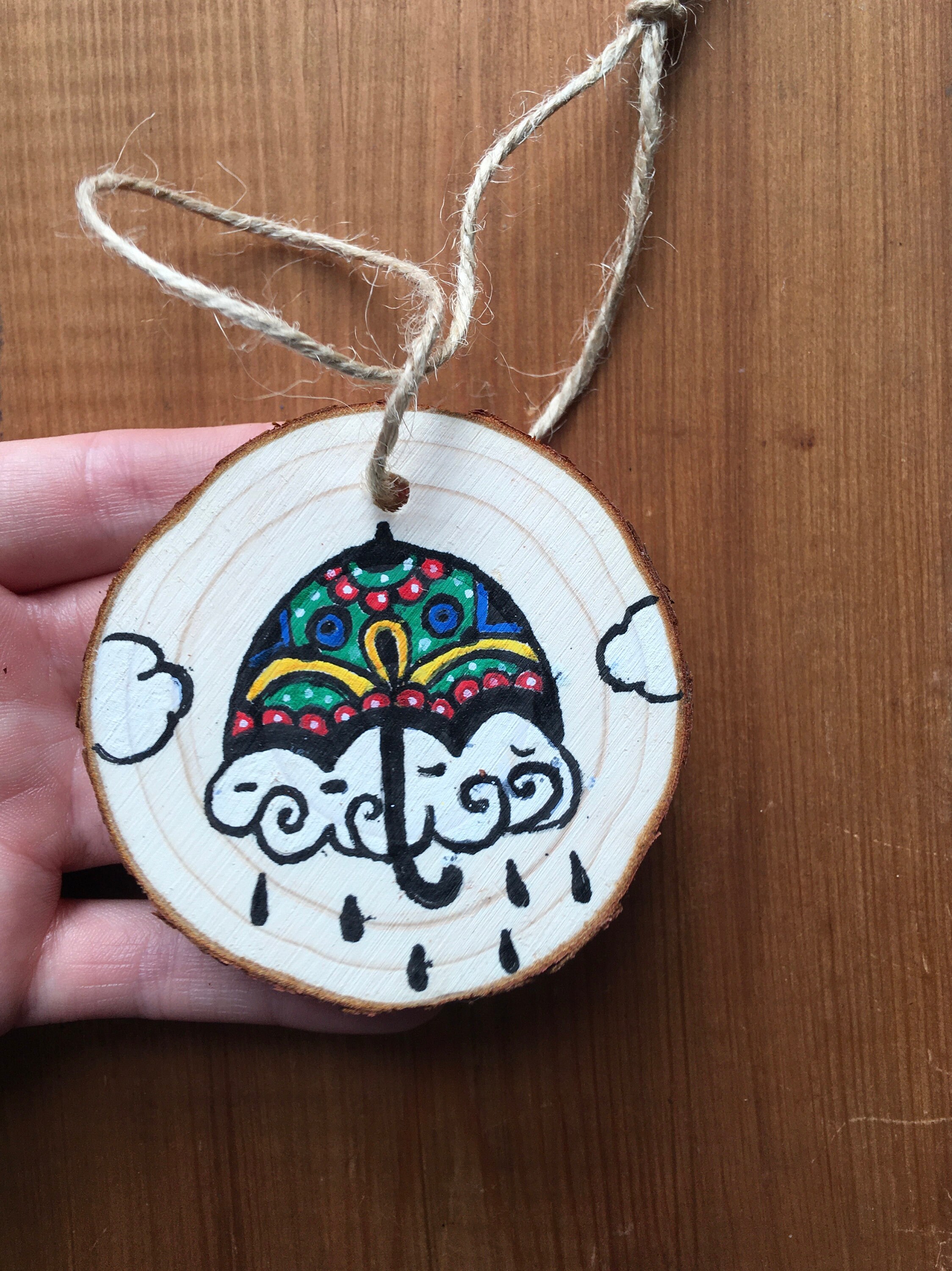 Small wood circle hanging decoration Etsy