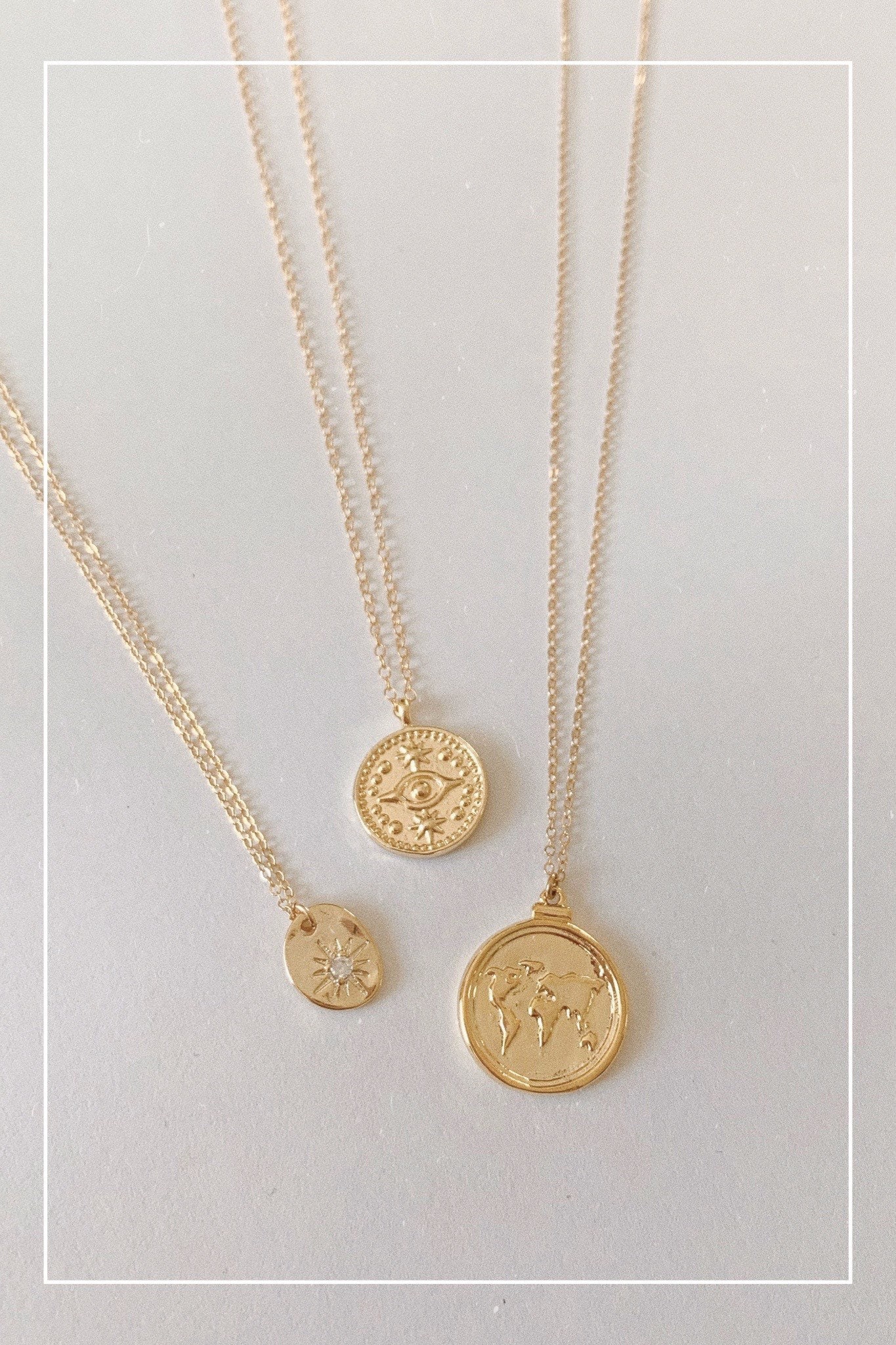 Evil Eye Necklace Gold Filled Necklace Layering Gold Coin | Etsy