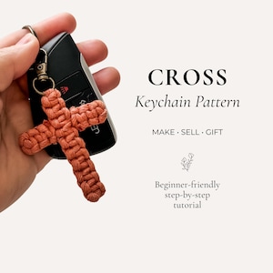 Patroon voor een macramé kruis sleutelhanger (PDF) | Handleiding voor een christelijke kruis sleutelhanger | Zelfgemaakt macramé patroon | Handgemaakt product om te maken en te verkopen