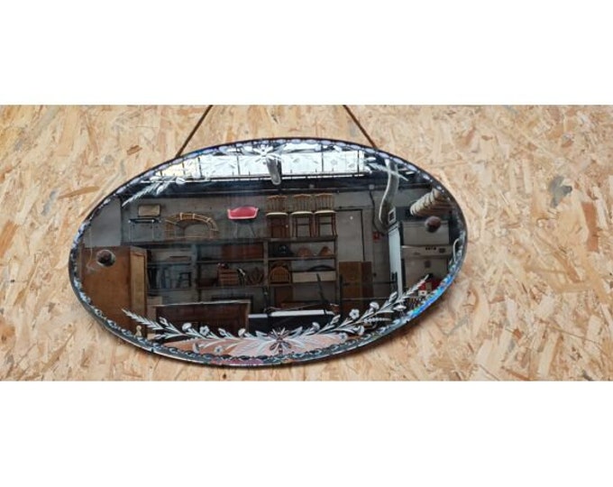 Vintage Art Deco Beveled Mirror Etsy