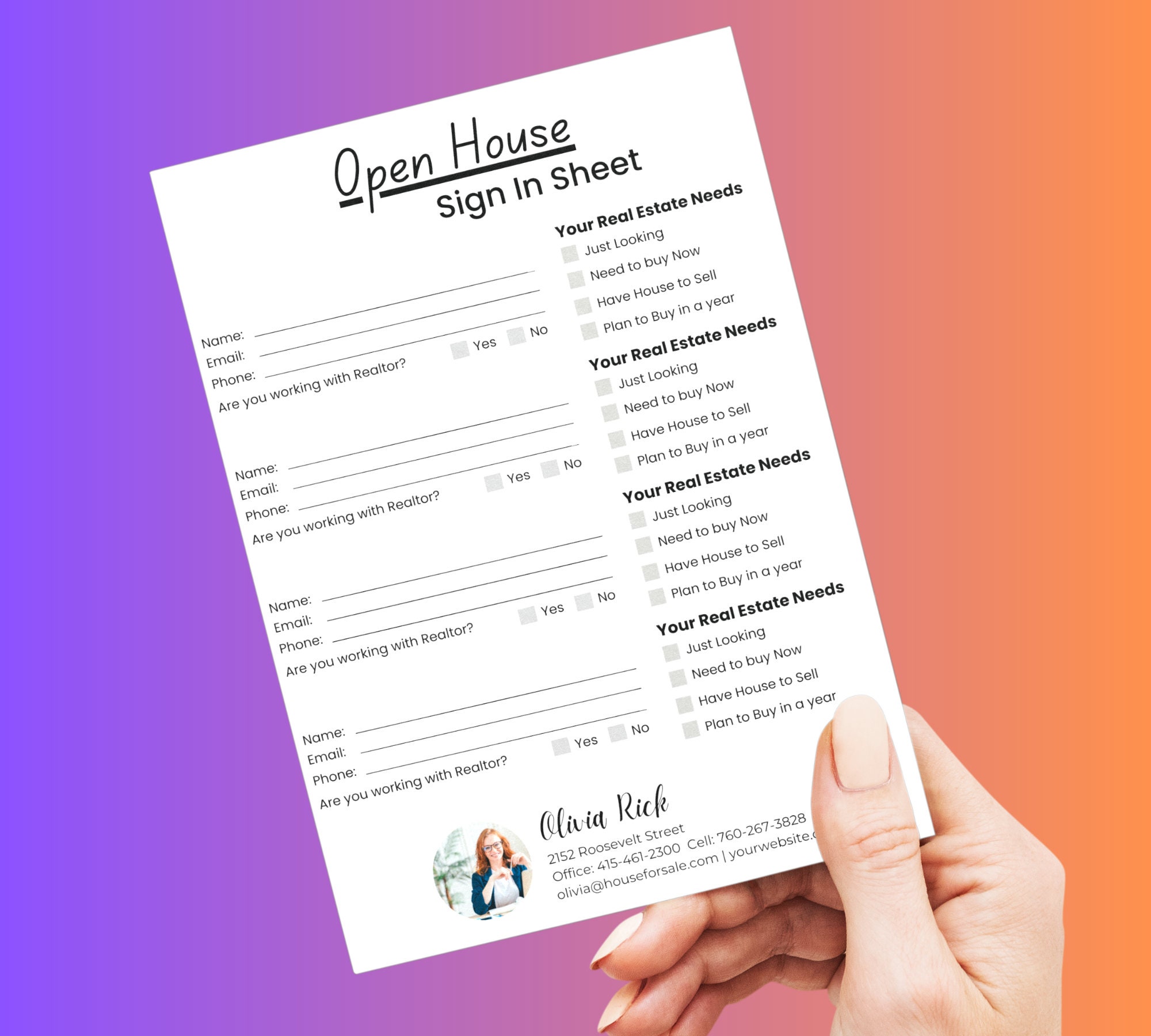 Open House Sign in Sheet & Welcome Sign | Realtor Open House Printable ...