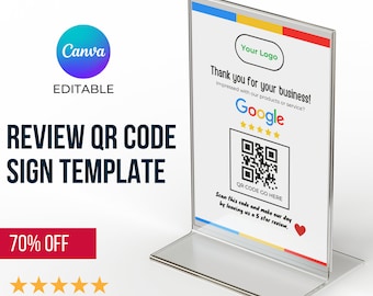 Google Review QR Code Sign | Review Us on Google Sign | Printable Digital Download