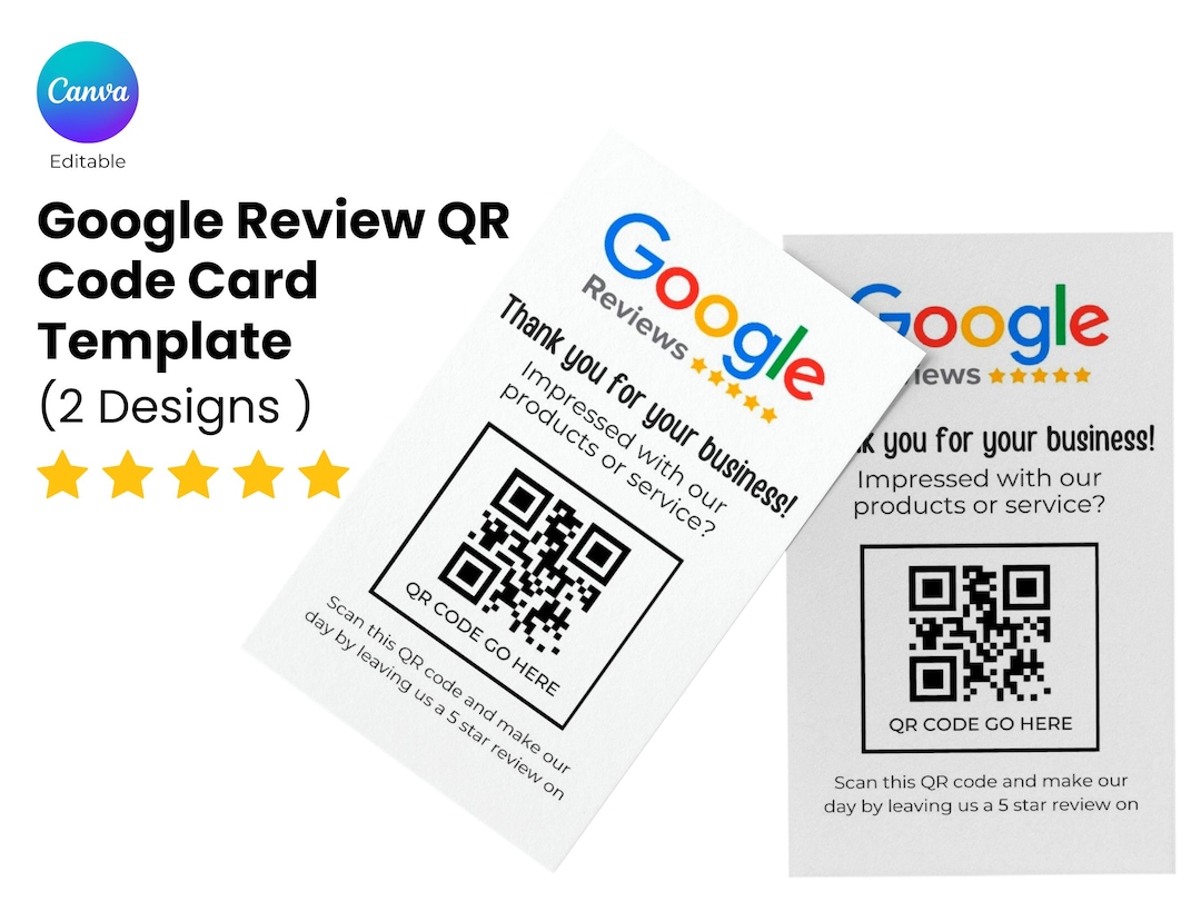 Google Review Card Template | Google Review QR Code Cards | Editable ...