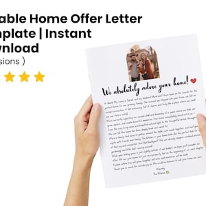 Plantilla editable de carta de oferta de vivienda / Carta "Nos encanta su hogar" / Nota para el comprador de bienes raíces / Plantilla de Canva / Descarga instantánea