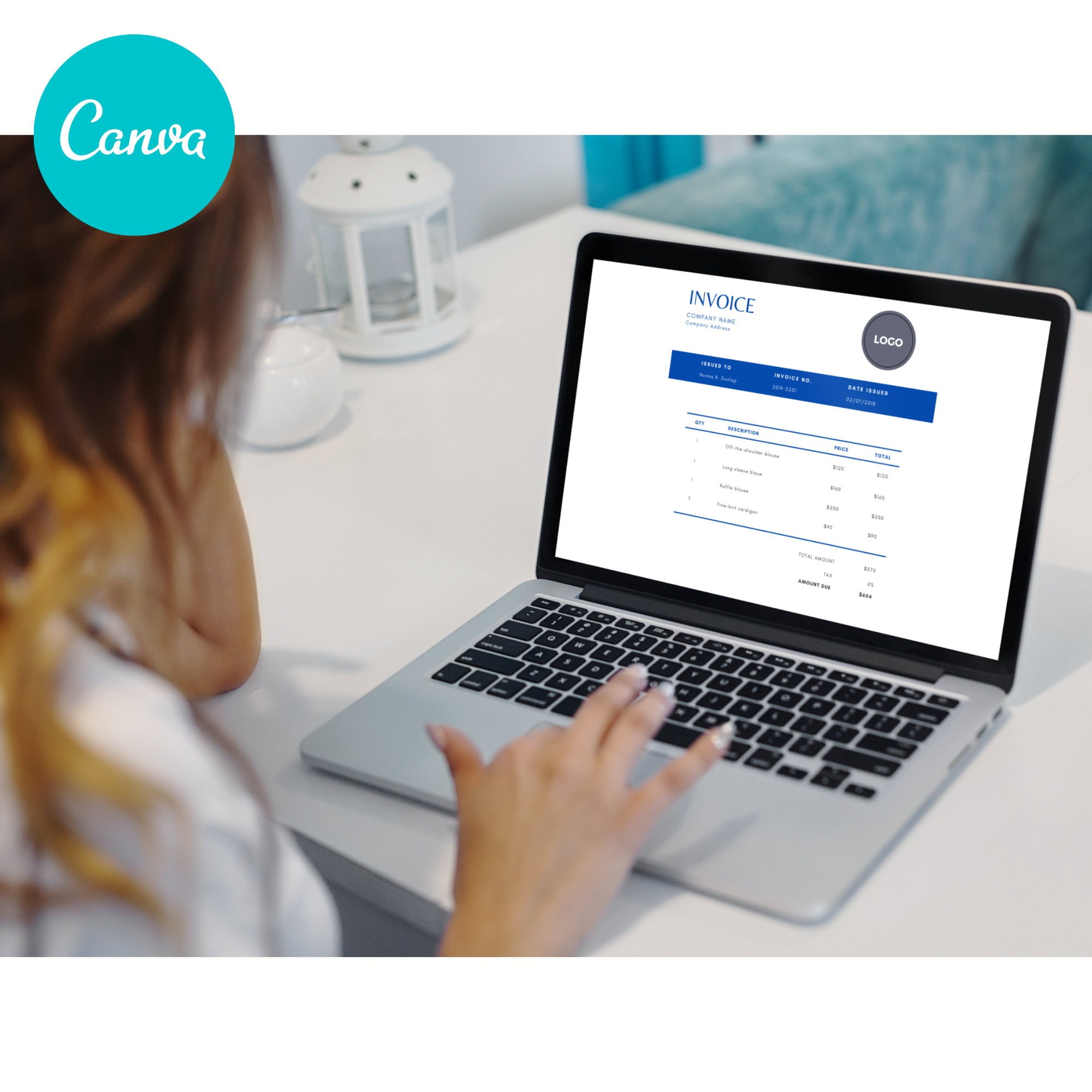 Invoice Template Canva | Small Business | Modern Template, Editable ...