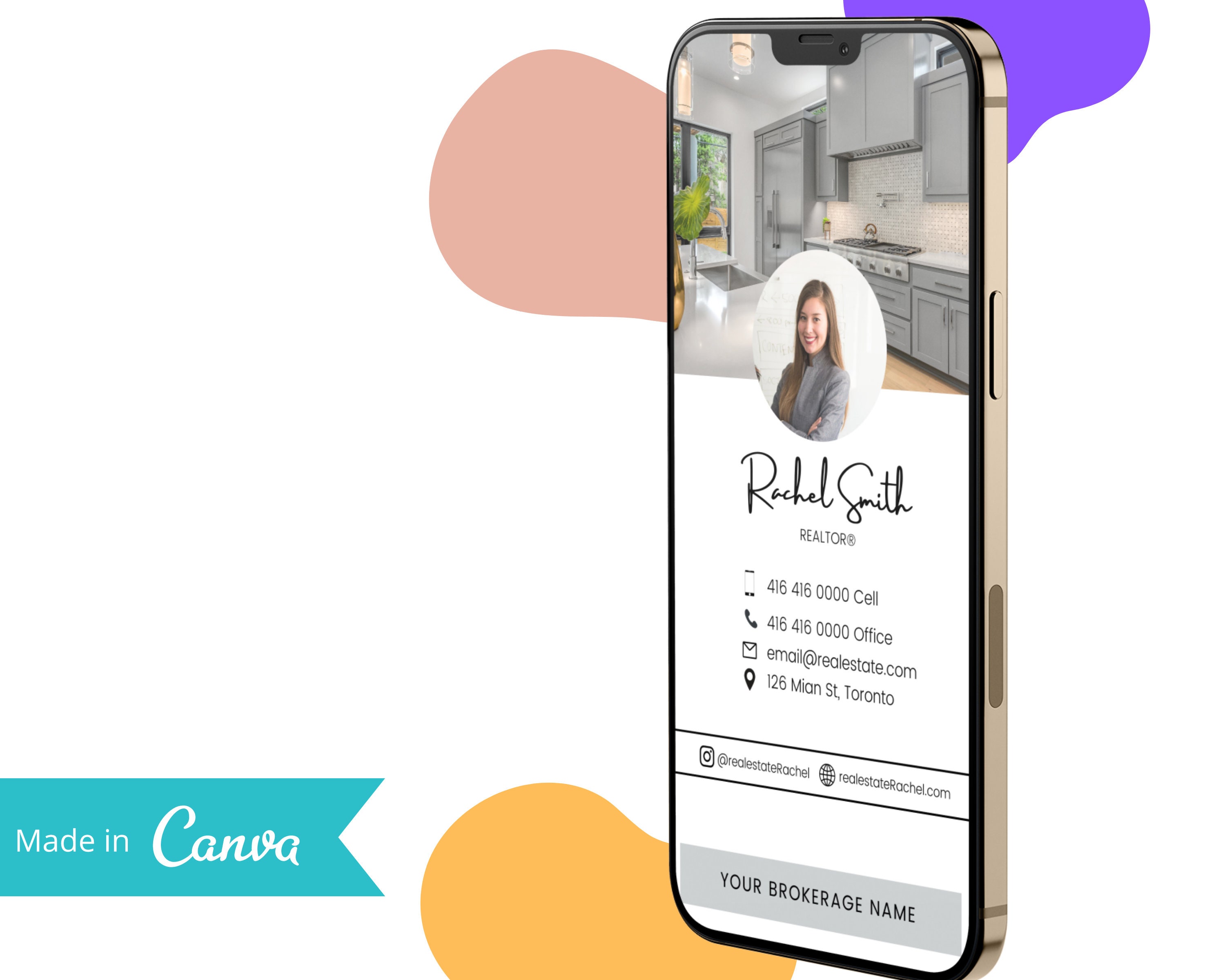 Digital Business Card Canva Template Real Estate Business Etsy