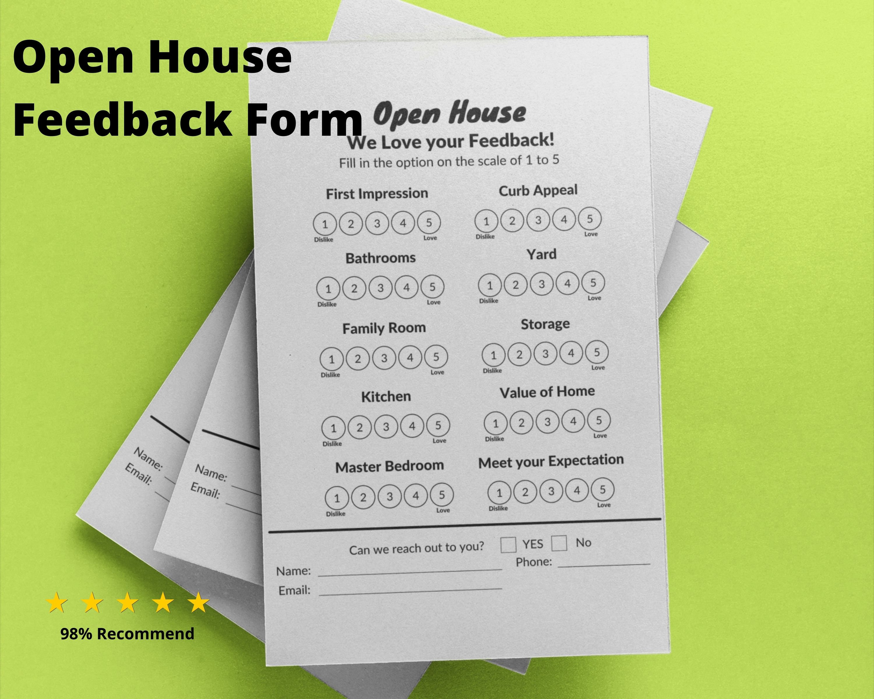 Editable Open House Feedback Form | Real Estate Printable Template for ...