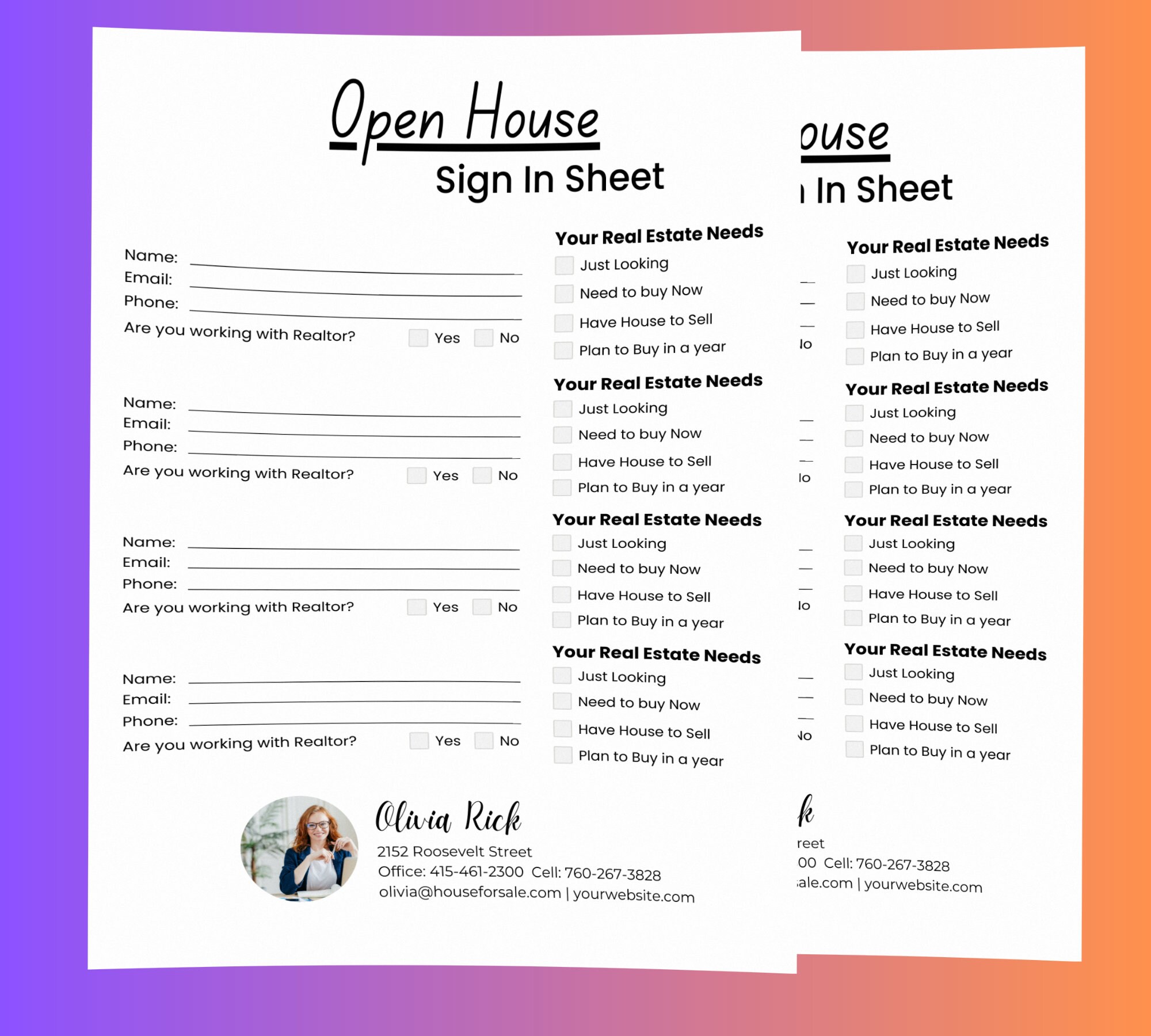 Open House Sign in Sheet & Welcome Sign | Realtor Open House Printable ...