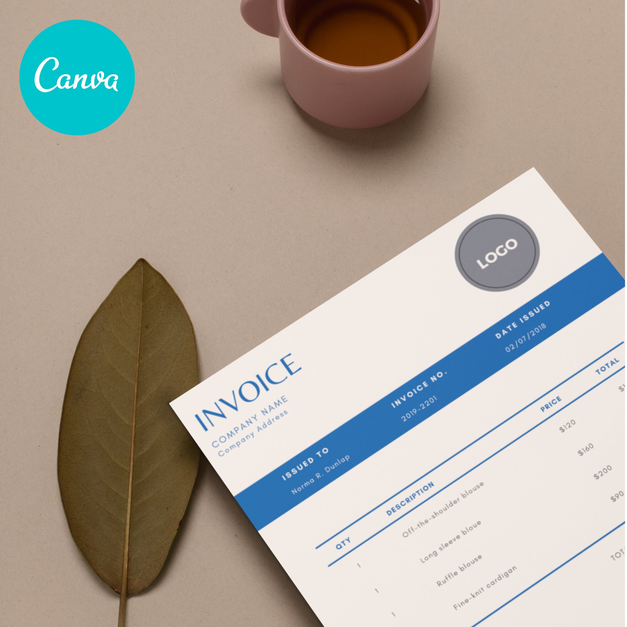 Invoice Template Canva | Small Business | Modern Template, Editable ...