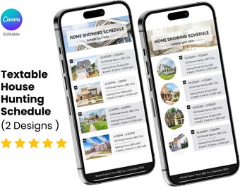 Textable House Hunting Schedule, Real Estate Marketing (Digital Download)