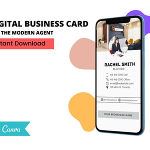 Digital Business Card Canva Template, Real Estate Business Card Canva Template, Modern Business Card, Real Estate Marketing V3