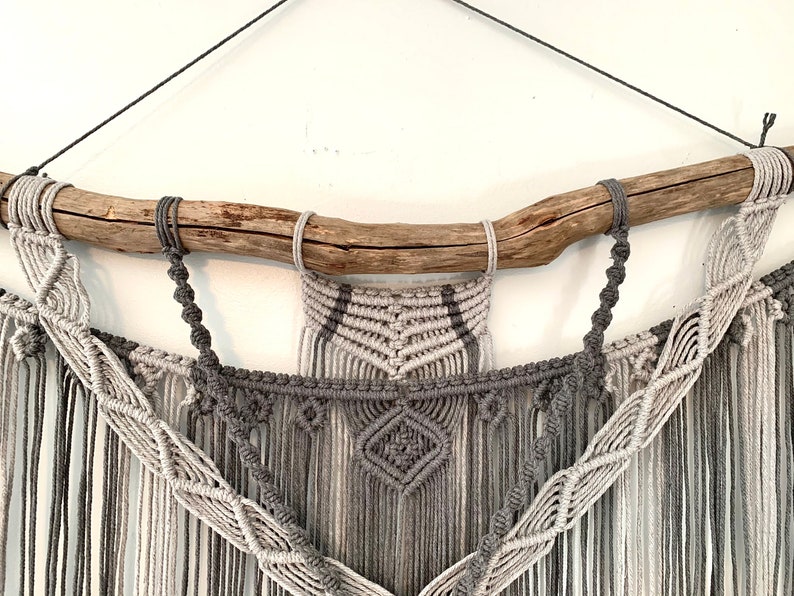 Large Charcoal and Grey Macrame Wall Hanging Macrame on Etsy