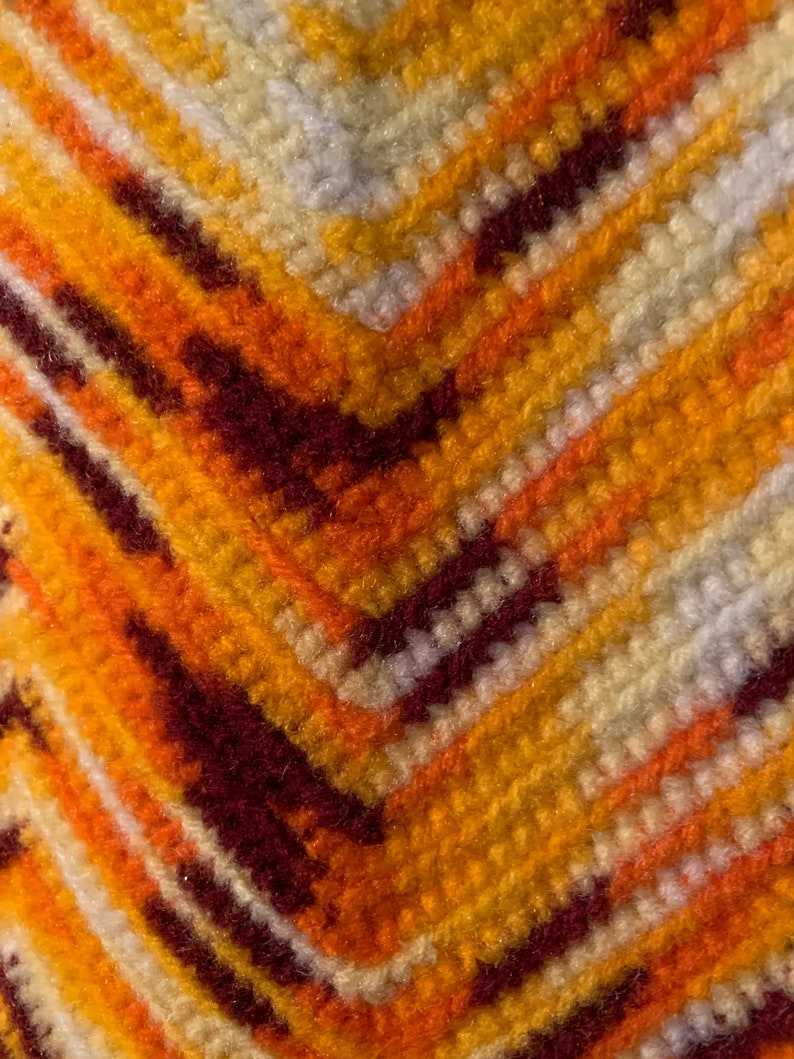 Orange and Brown Crochet Blanket Throw Afghan 32x42 Vintage - Etsy