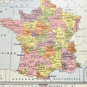 Original Vintage France Map Print – 1922 French Book Plate – Old Map of France – Cartography Home Decor – Available Custom Mounted (14x11)