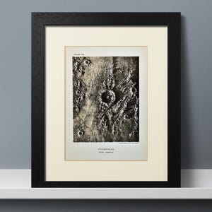 1897 Antique Moon Crater Print – Original Astronomy Lithograph – Lunar Impact Crater Triesnecker – Available Custom Mounted (10x8)