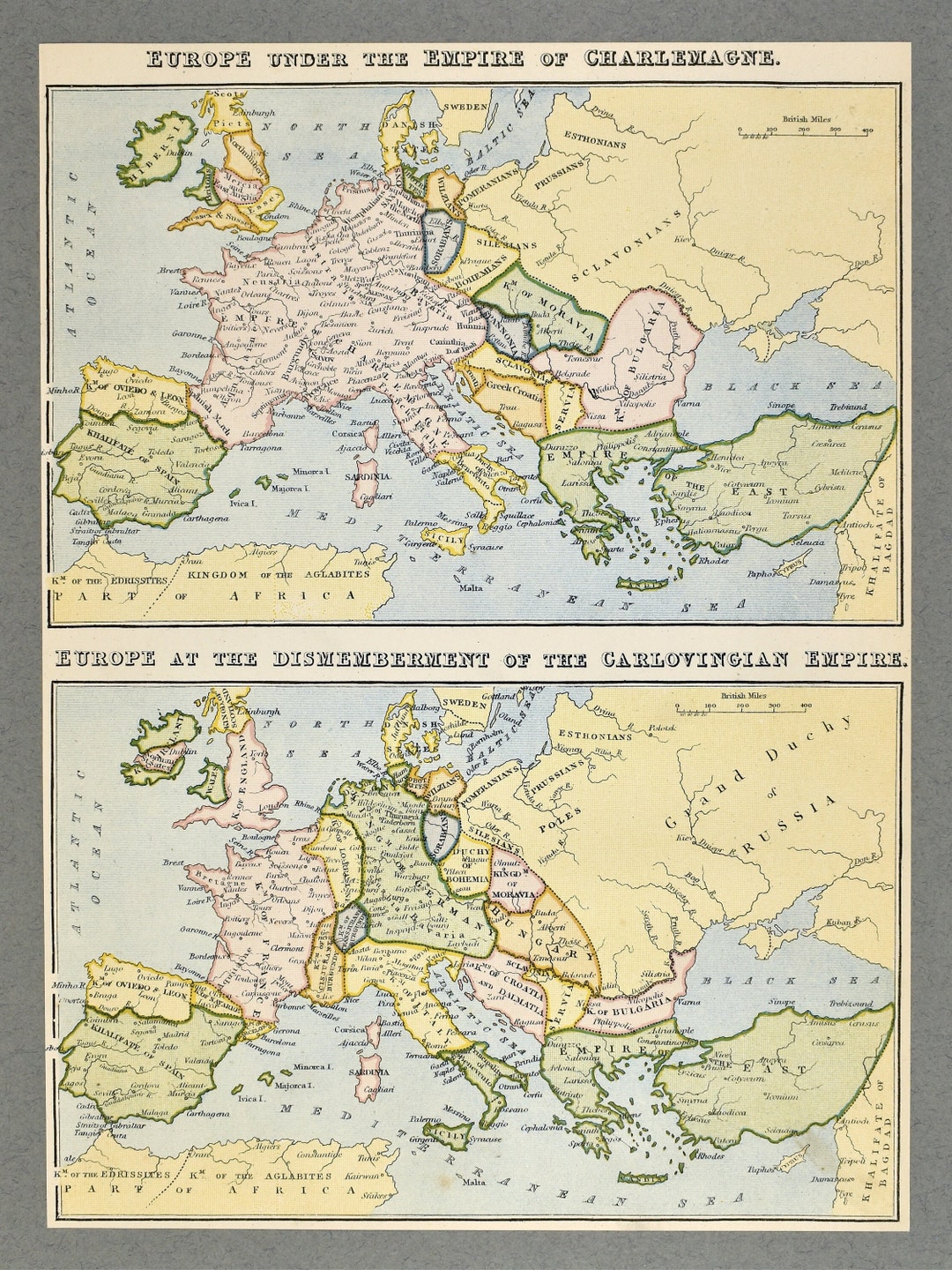 1891 Antique Europe Map Print Original Engraving European Map of ...