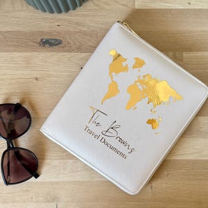 Personalised Travel Wallet: Monogrammed Passport Holder, Faux Leather Document Organiser | Family travel case