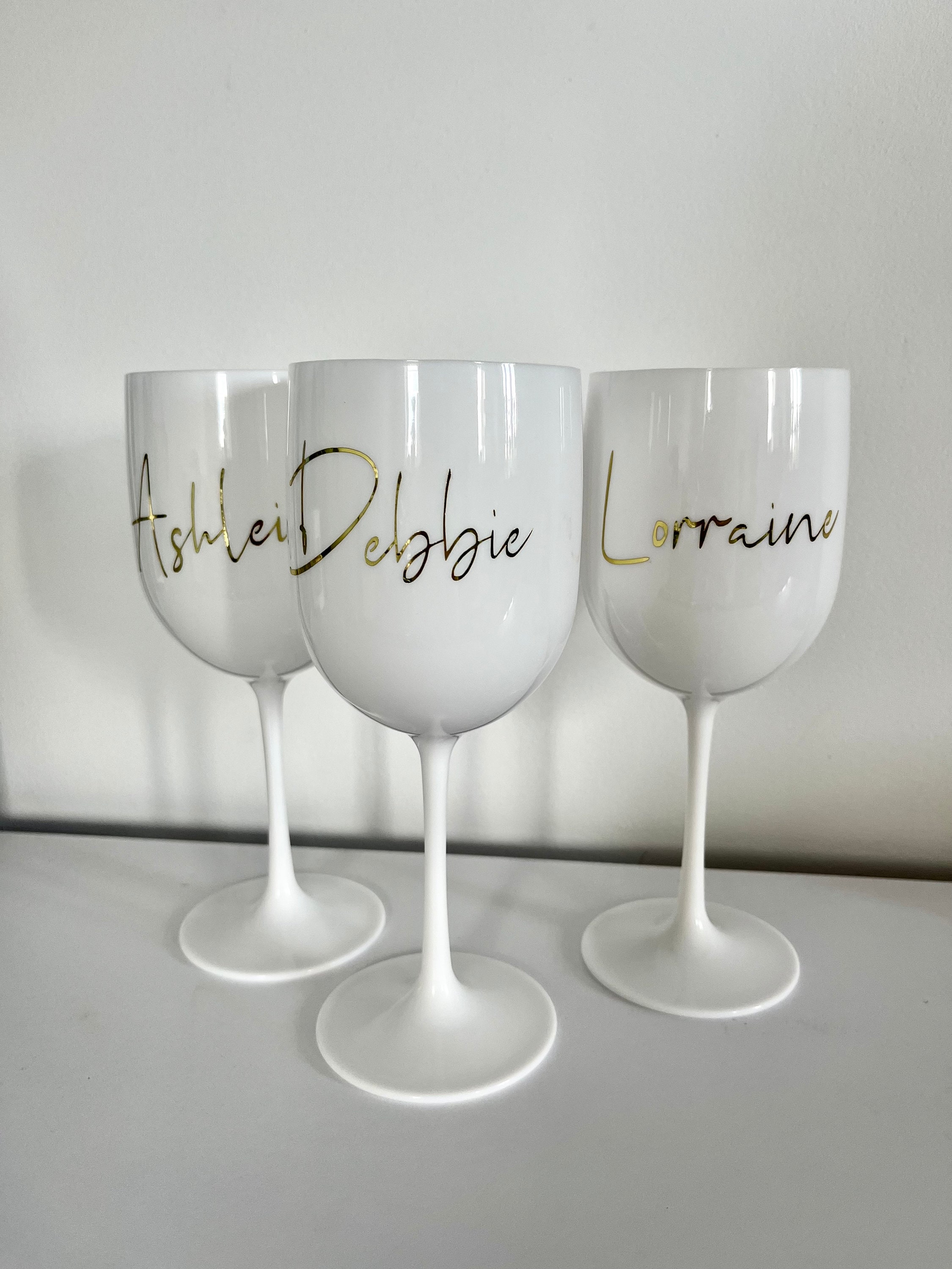 Custom White Plastic Wine Glass Personalised Wine Glass Etsy UK