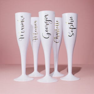 Personalised Champagne Flute, Plastic Prosecco Glass, 200ml Party Flutes, Hen do, Bridesmaid gift