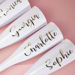 Personalised Champagne Flute, Plastic Prosecco Glass, 200ml Party Flutes, Hen do, Bridesmaid gift image 3