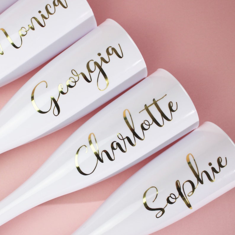 Personalised Champagne Flute, Plastic Prosecco Glass, 200ml Party Flutes, Hen do, Bridesmaid gift image 3