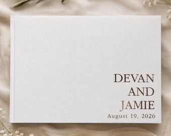 Personalised Linen Wedding Guest Book, Custom Reception Keepsake, Bridal Shower Book
