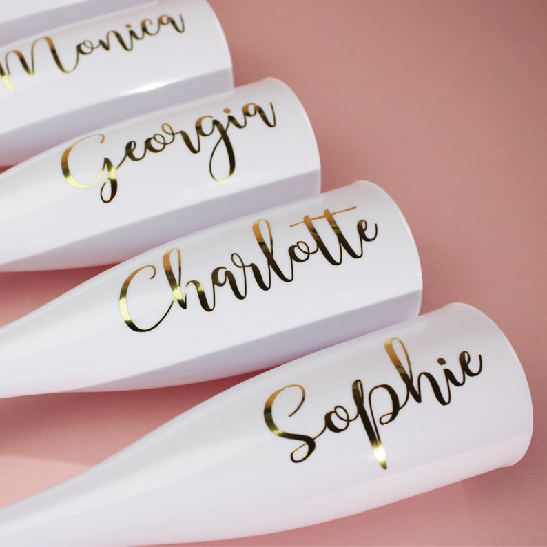 Personalised Champagne Flute, Plastic Prosecco Glass, 200ml Party Flutes, Hen do, Bridesmaid gift image 8