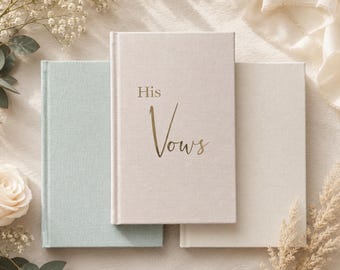 Personalised Linen Wedding Vow Books, His and Her Ceremony Keepsake