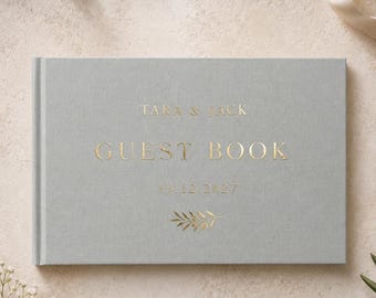 Personalised Linen Wedding Guest Book, Custom Wedding Reception Keepsake