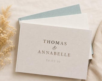 Personalised Linen Wedding Guest Book, Custom Wedding Reception Keepsake, Bridal Shower Guest Book