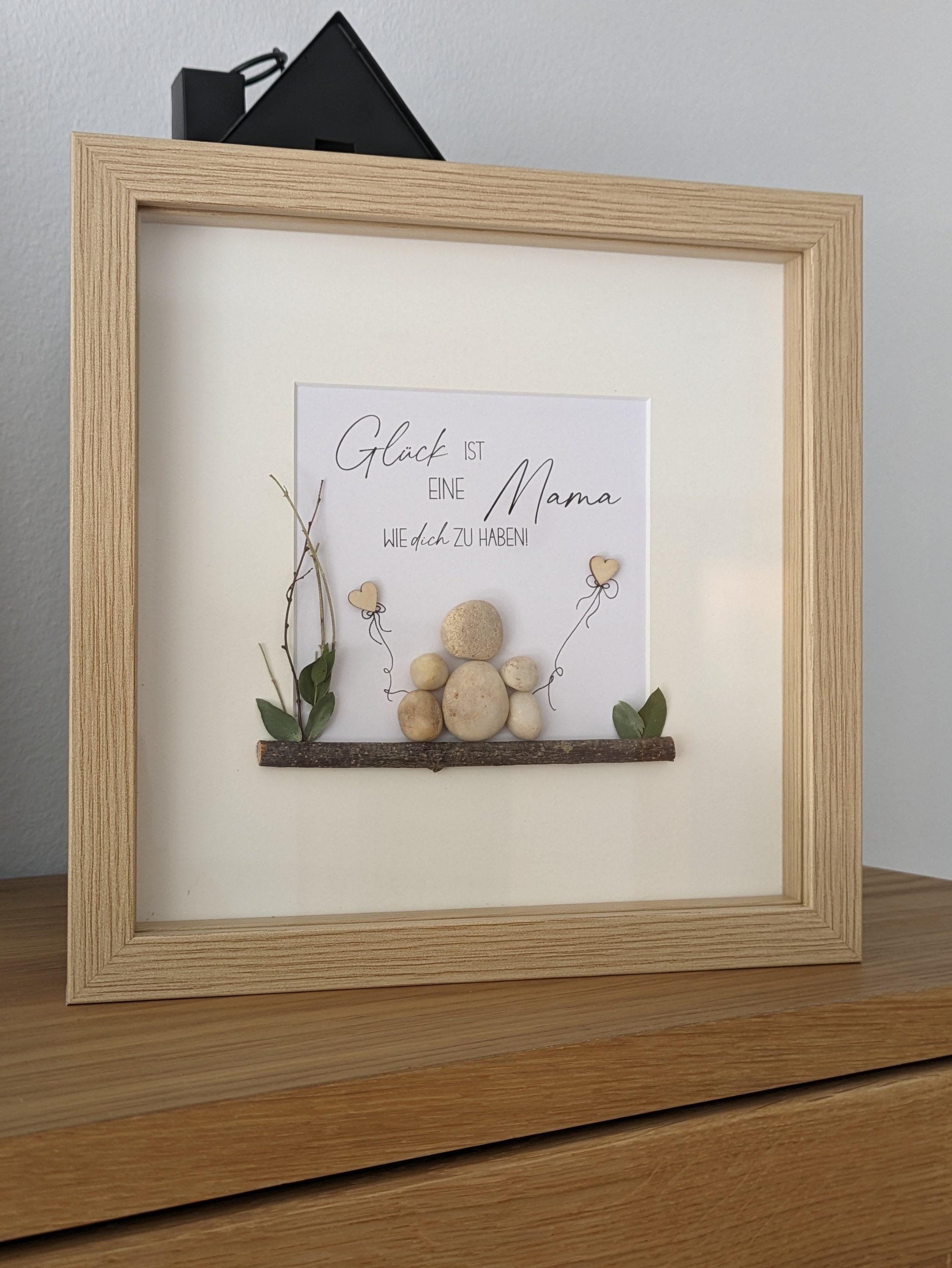 Cuadro de piedra, cuadro personalizable, marco imitación madera y cristal, mamá, regalo para mamá, regalo de cumpleaños, día de la madre,