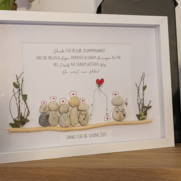 Personalisierbares Steinbild, großes Bild 21x29cm, Geschenk zur Rente, Geschenk Krankenschwester Abschied, Abschiedsgeschenk, Ärzte, Ärztin