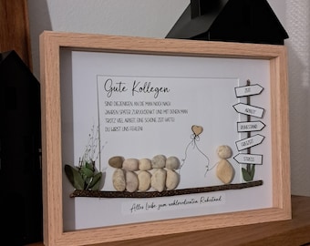 Personalized stone picture, large picture 21 x 29 cm, retirement gift, gift from colleagues, farewell gift, anniversary