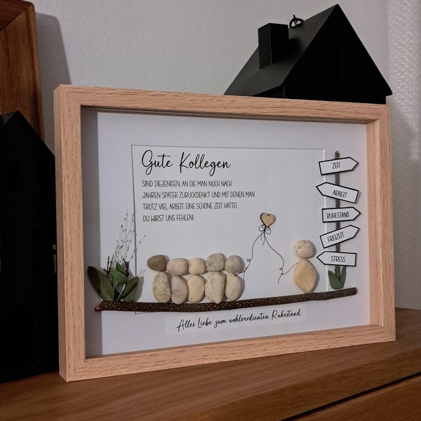 Personalisierbares Steinbild, großes Bild 21x29cm, Geschenk zur Rente, Geschenk von Kollegen, Abschiedsgeschenk, Jubiläum