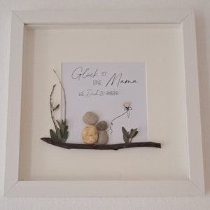 Steinbild, Personalisierbares Bild, Rahmen in Holzoptik & Glasscheibe, Mama, Mutter, Mami, Geschenk zum Geburtstag, Muttertagsgeschenk