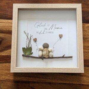 Steinbild, Personalisierbares Bild, Rahmen in Holzoptik & Glasscheibe, Mama, Mutter, Geschenk für Mama, Geburtstagsgeschenk Bild 3