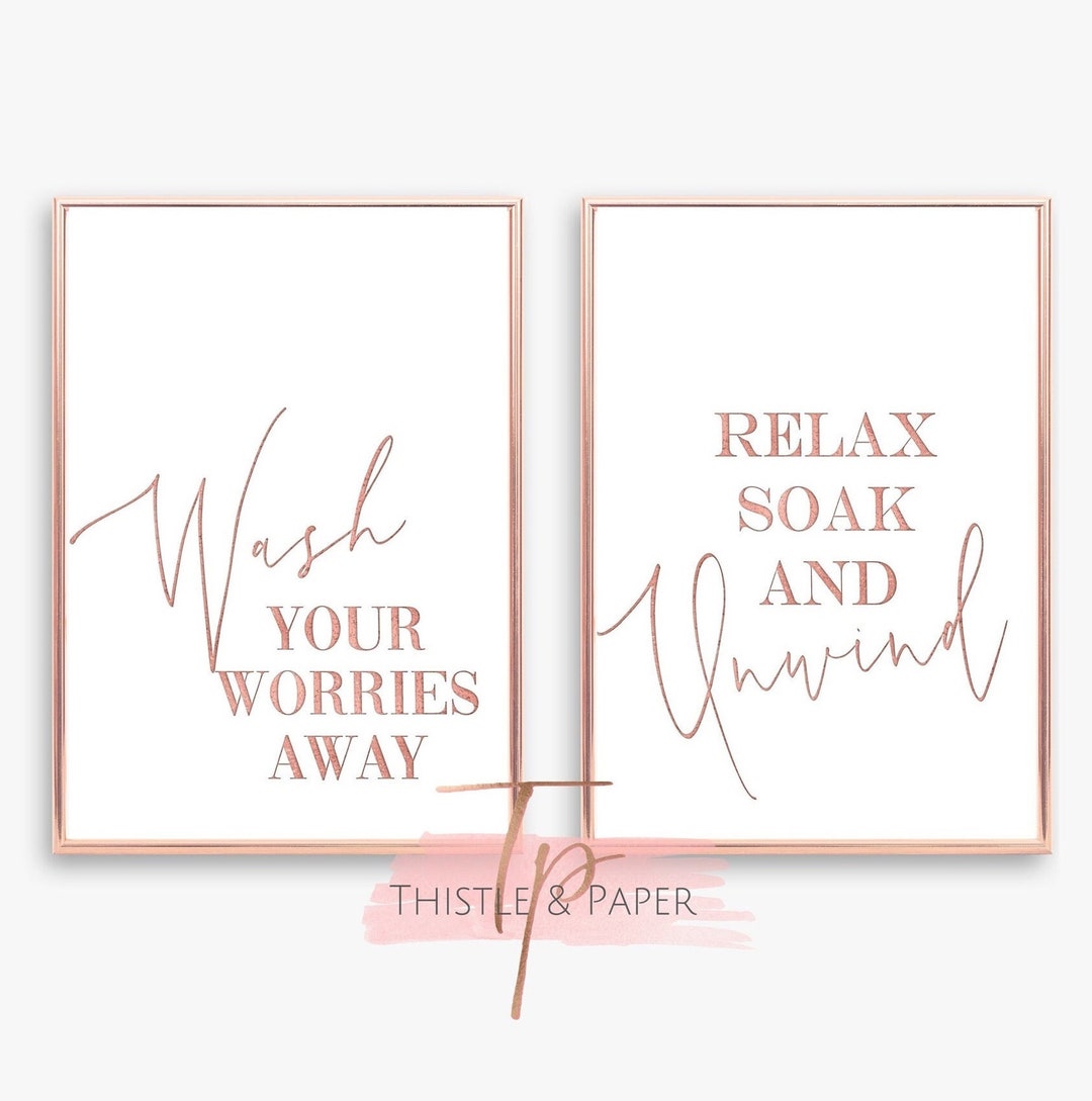 Rose Gold Bathroom Wall Art Prints Toilet Prints Home Decor Posters