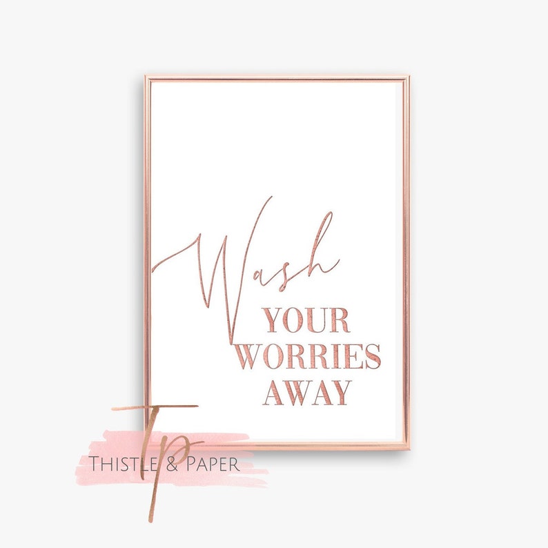 Rose Gold Bathroom Wall Art Prints Toilet Prints Home - Etsy