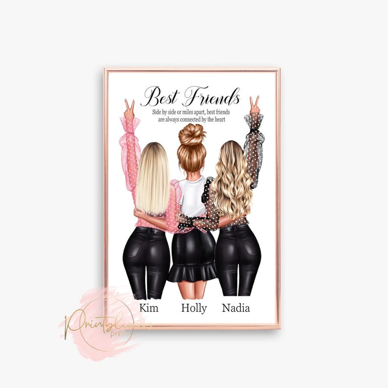 Best Friends Print. Girls Besty Wall Art Gift. Ready to Frame | Etsy