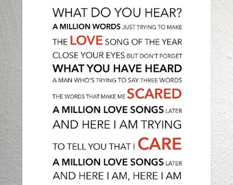 A Million Love Songs Etsy