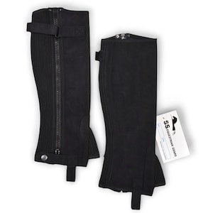 Half Chaps Medium Size Amara Chaps Horse Riding Chaps Equestrian Black image 1